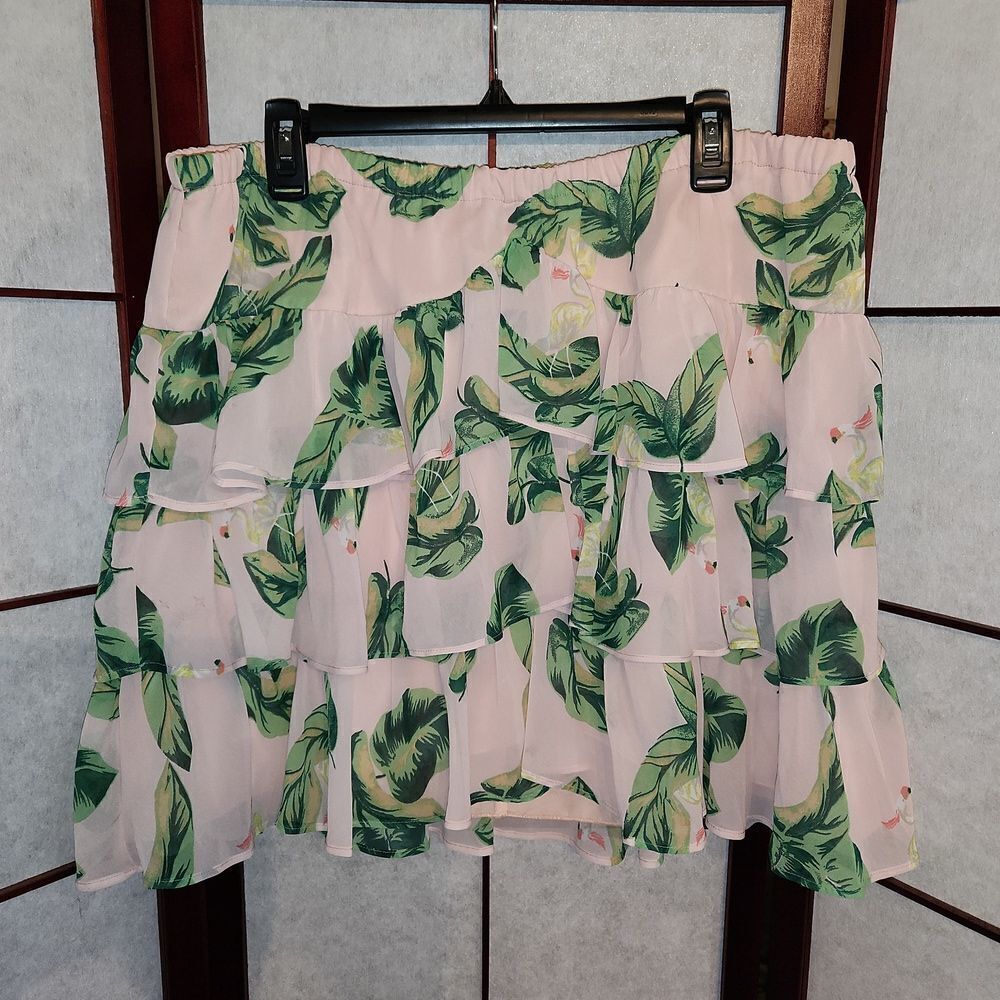The Webster at Target Tropical Palm Tiered Frilly Skirt